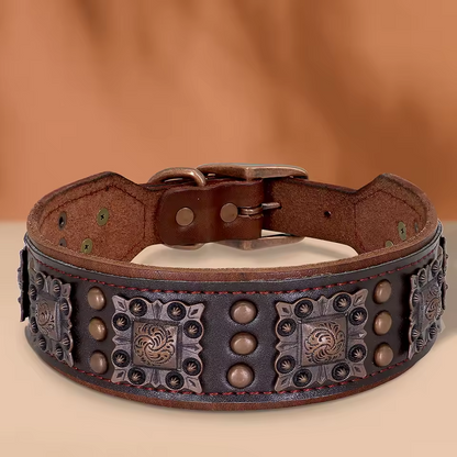 Genuine Leather Dog Collar 2inch Wide Dog Collars Cool Spikes Rivet Collars Luxury for Medium Large Dogs Pitbull German Shepherd