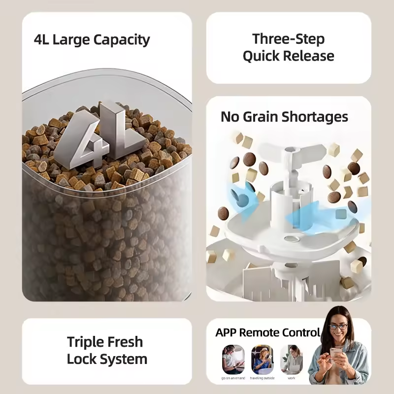 Cross-border New Automatic Feeder Cat 4L Smart Remote Control App Control Timing Quantitative Pet No Food Jam Dog